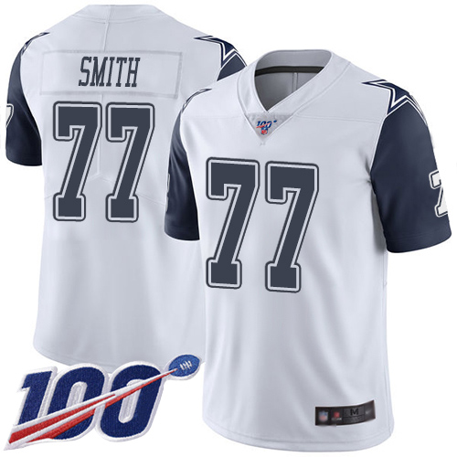 Men Dallas Cowboys Limited White Tyron Smith #77 100th Season Rush Vapor Untouchable NFL Jersey->youth nfl jersey->Youth Jersey